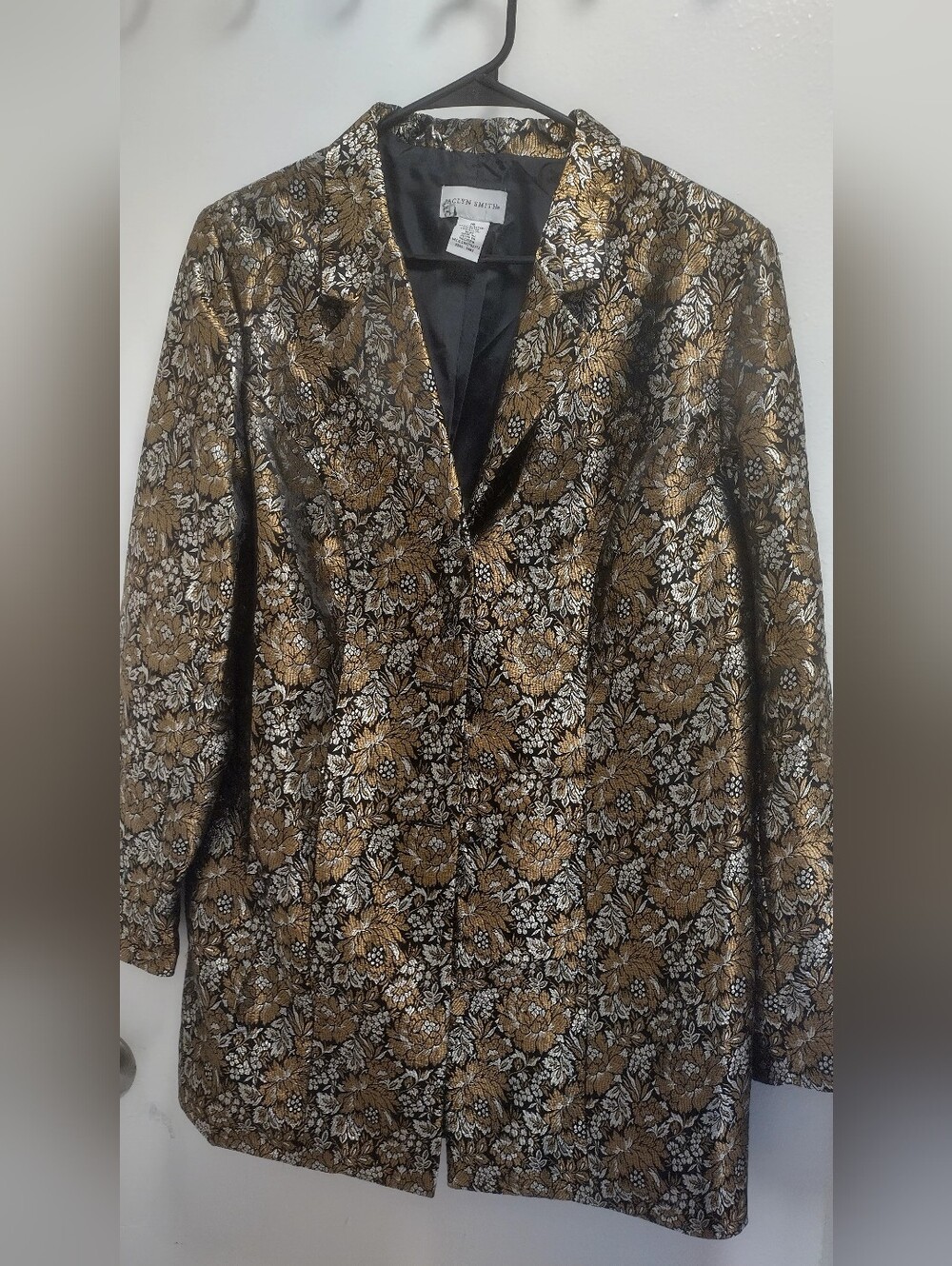 Jaclyn Smith Metallic Gold Floral Blazer New With Tag Size 16